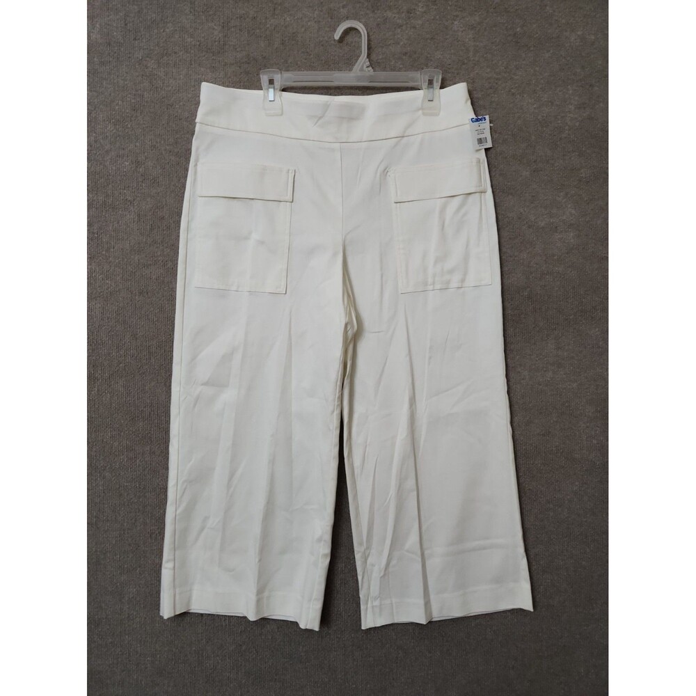 Chicos Perfect Stretch Crop Pants Womens 2.5 US 14 White Wide Leg Pull On NWOT